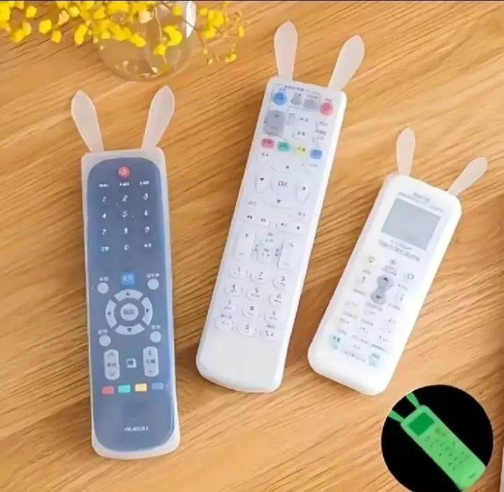 Rabbit Ears Silicone Remote Control Cover | Universal Transparent Dustproof & Waterproof Skin Pouch for TV and AC Remotes